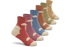 Boys Cotton Crew Socks Kids Seamless Toe Socks Cartoon Quarter Socks 6 Pack