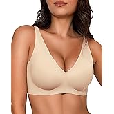 Gailife Deep V Jelly Bras for Women No Underwire Wireless Seamless Push Up Bra Comfort Support Plunge Bralette Full Coverage