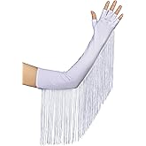 BABEYOND Vintage Long Opera Pageant Gloves - 1920s Fringe Fingerless Elbow Gloves for Costume Party Wedding