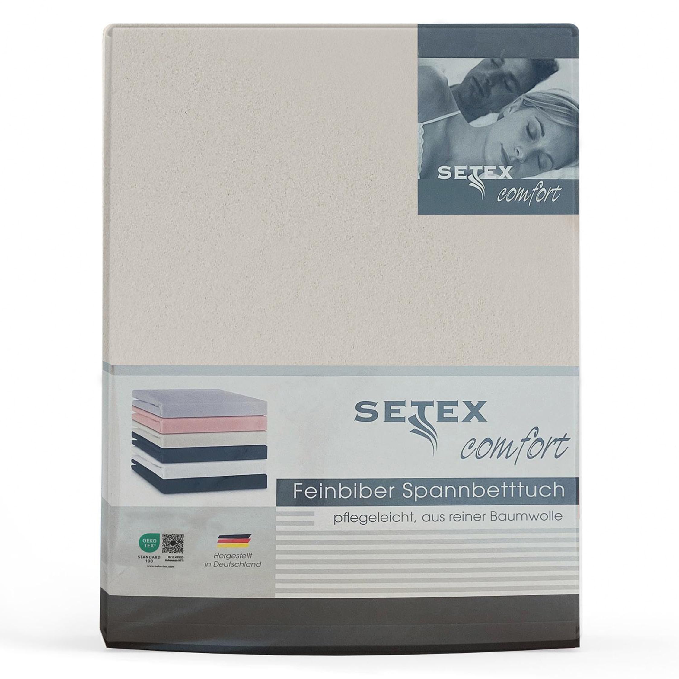SETEX - Flannelette Bed Sheet with Elastic Band Cuddly Soft - Flannelette Fitted Sheet Made of 100% Cotton with All-Round Elastic Band - Bed Sheet 140 x 200 cm Natural