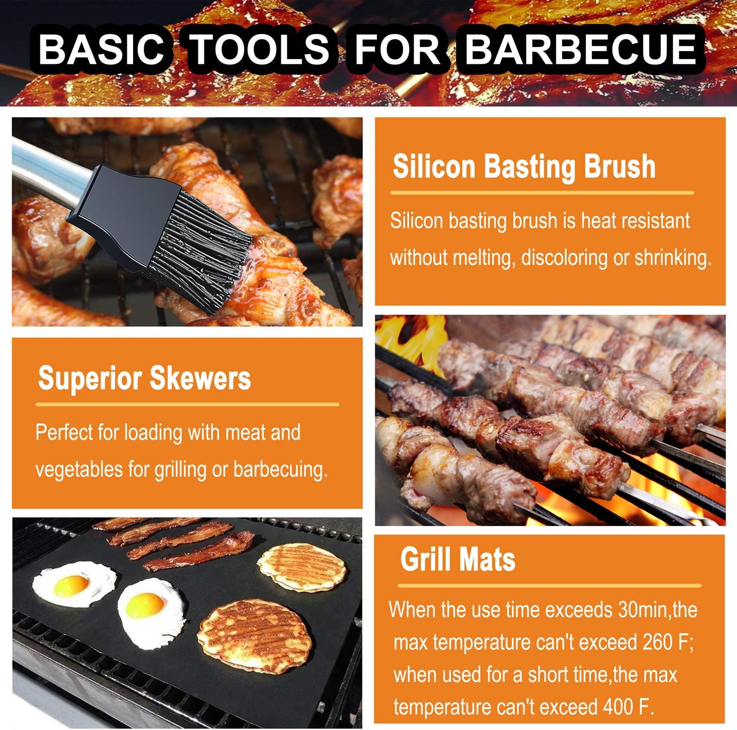 32PC BBQ Accessories Kit with Storage Bag - Stainless Steel Grill Set for Men - Complete BBQ Grill Utensils for Barbecue Backyard Party - Perfect Grill Gift on Birthday Mothers Day Fathers Day : Garden & Outdoor