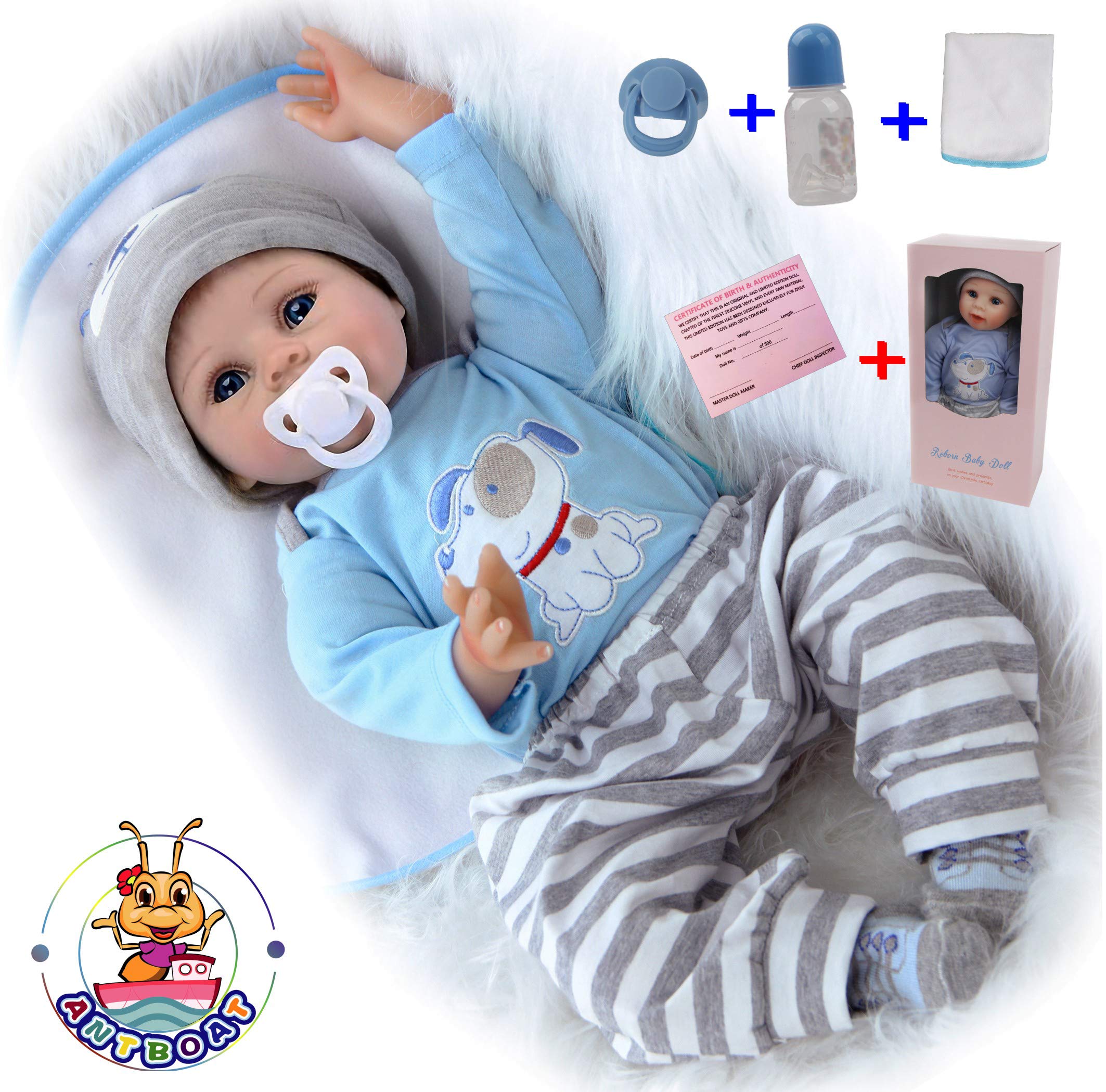 antboat Reborn Baby Dolls Boys 22inch 55cm Pretty Soft Silicone Vinyl Real Life Newborn Baby Toys Handmade Reborn Baby Toddler Birthday Present