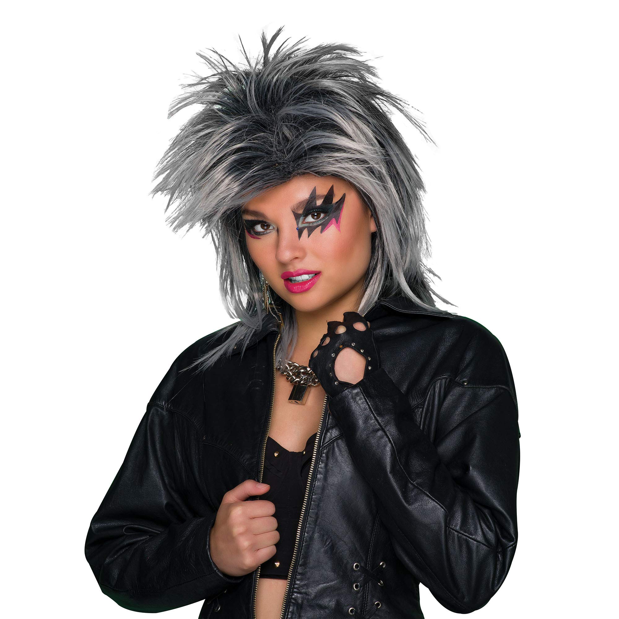 Womens Foxy Rocker SIlver Wig (1 Pc.) - Stylish Design, Costume Parties, Cosplays, Music Festivals, & Retro-Themed Events Halloween