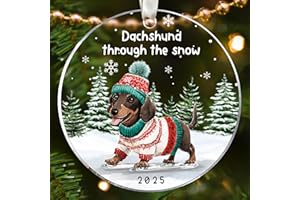 Pawzity Dachshund Ornament - Dachshund Christmas Ornaments, Wiener Dog Ornaments 2025 for Tree - Wiener Dogs Gifts for Women Men, Dog Lovers Gifts - Acrylic Christmas Ornament 2025