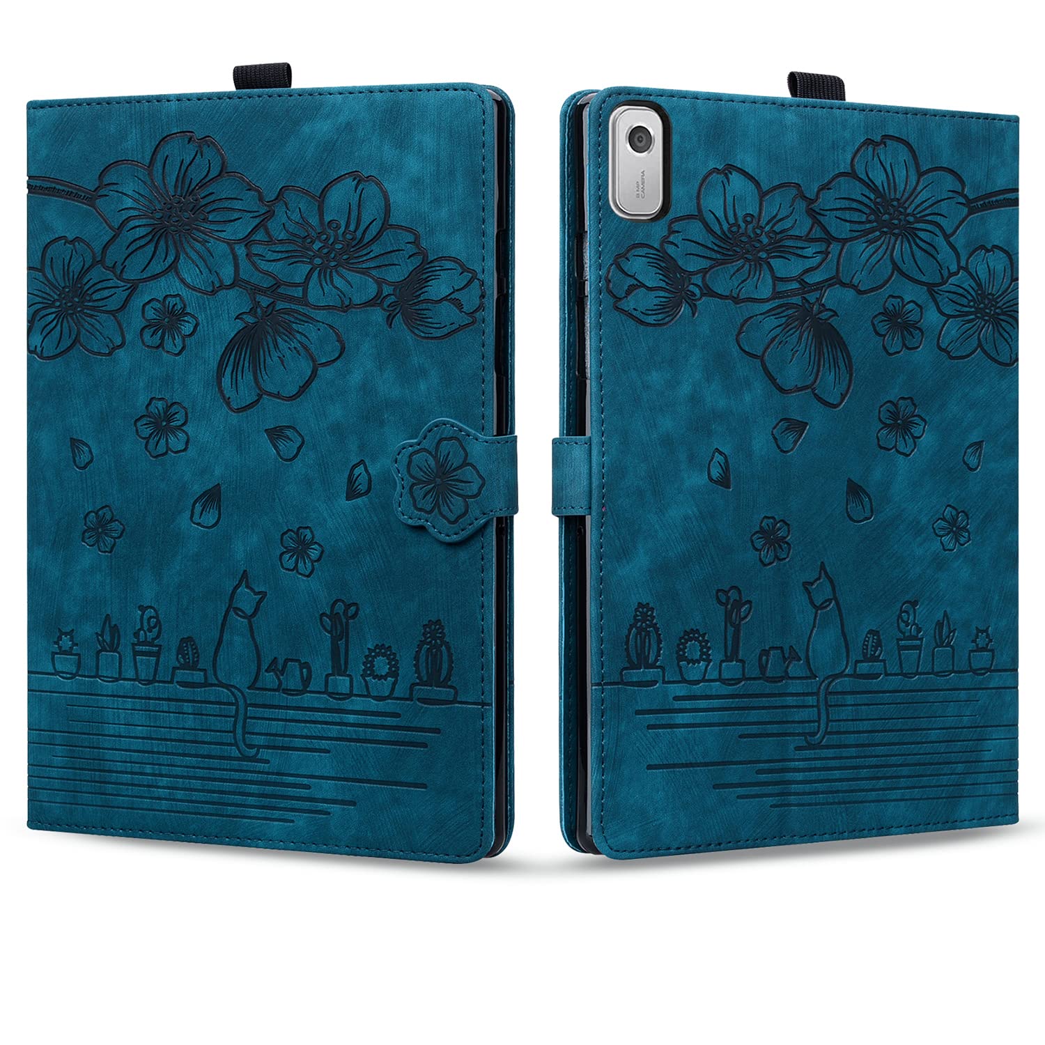 Rosbtib Case for Lenovo Tab M9 HD 9 Inch (TB-310FU) PU Leather Flip Case Stand TPU Cover Protective Case with Card Slot for Lenovo Tab M9 2023 - Blue Cat