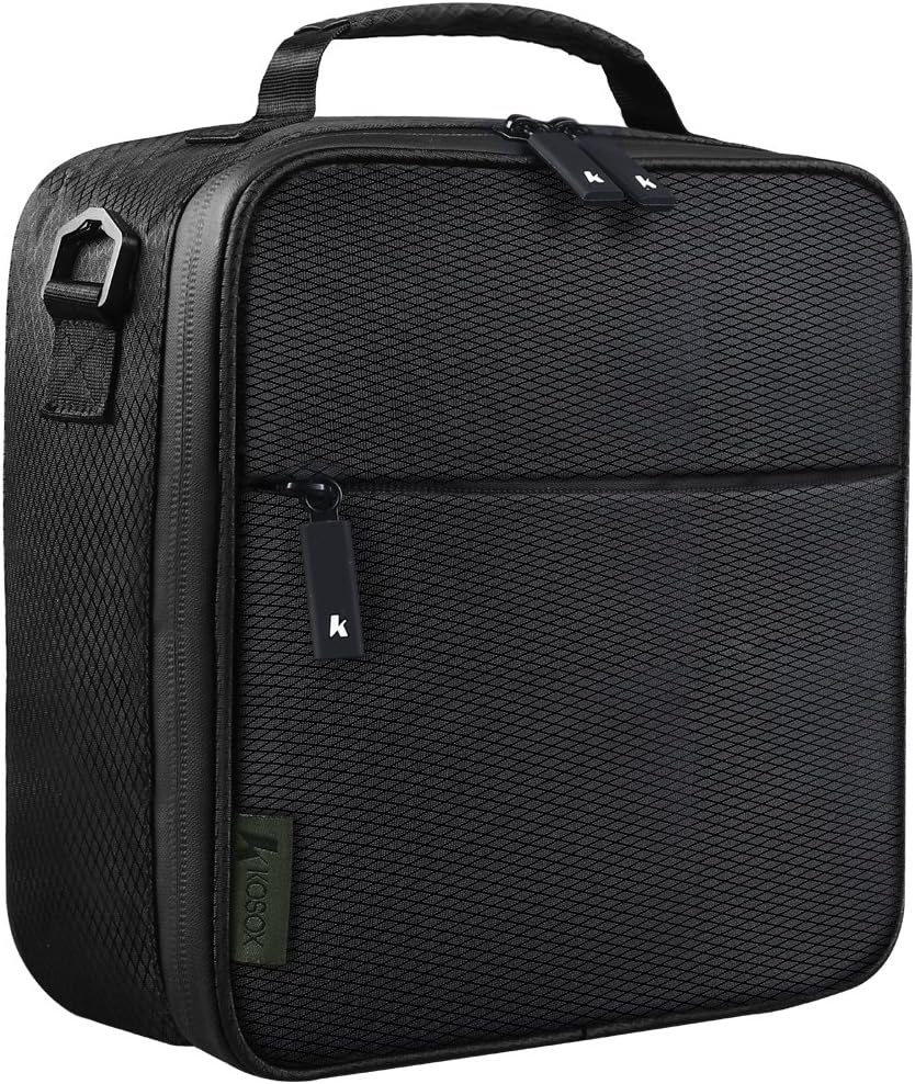 KOSOX Thermal Insulated Lunch Bag Waterproof Zip Oxford Square Unisex Lunch Tote Picnic Cooler Bag (New Black)