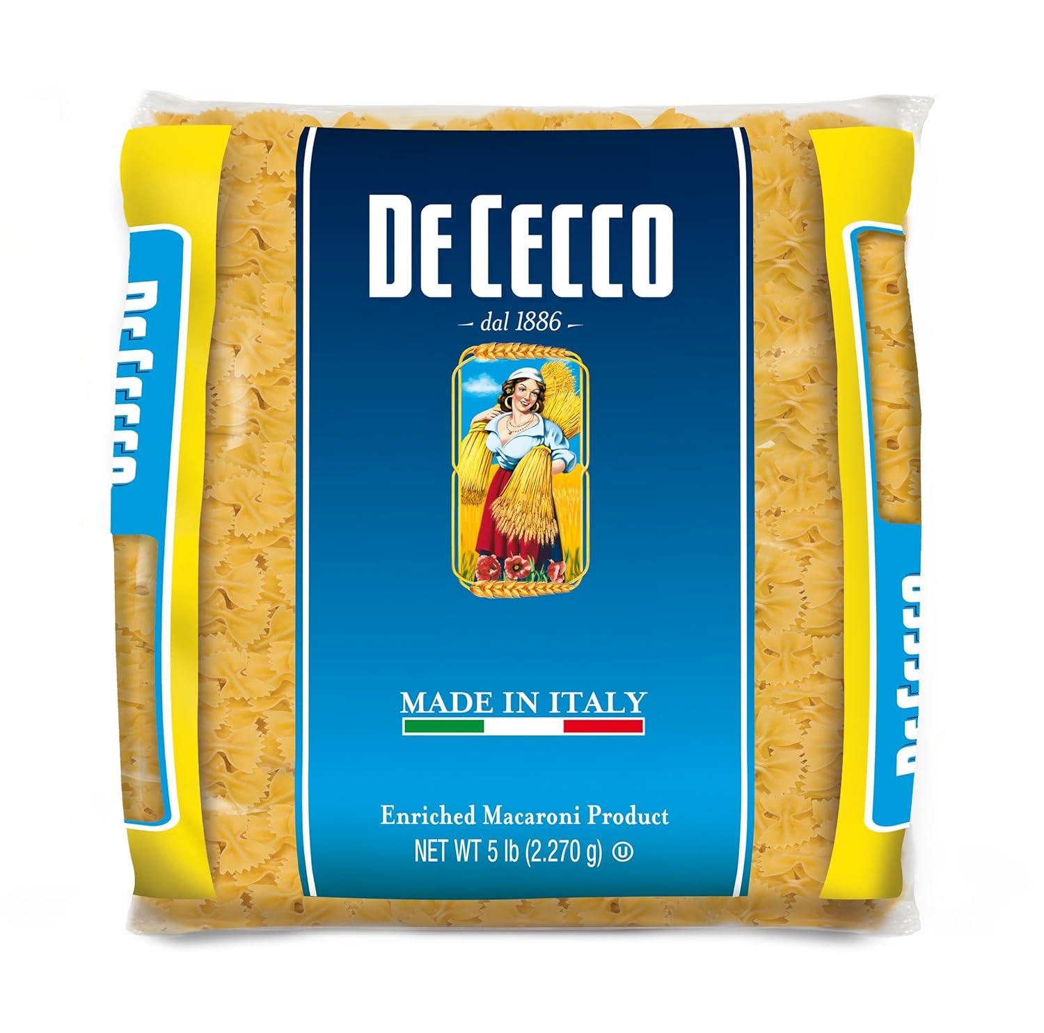 De Cecco Semolina Pasta, Farfalle, 5 Pound (Pack of 4)