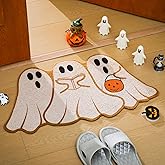 Nuanchu Halloween Ghost Door Mat Coir Ghost Cute Welcome Mat for Front Door Porch Entryway Haunted Indoor Outdoor Decor Spooky Decorative Entrance Doormat Non Slip Halloween Rug(16 x 28 Inch,Classic)