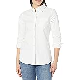 Amazon Essentials Women's Long Sleeve Button Down Stretch Oxford Shirt (Available in Plus Size)