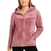 Reebok Womens Fleece Jacket - Super Soft Snow Fleece Hooded Zip Up Jacket - Cozy Softshell Outdoor Winter Jackets for Women