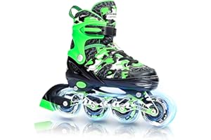 Kuxuan skates Boys Girls Adjustable Inline Skates with Light up Wheels, Fun Illuminating Skates for Kids Youth Adult