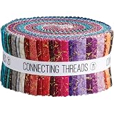 Connecting Threads 40 pcs 2.5" 100% Cotton Fabric Strips Quilting Bundle | Metallic assorted color precut jelly roll strips for sewing in the Quartz Metallic Tonals collection
