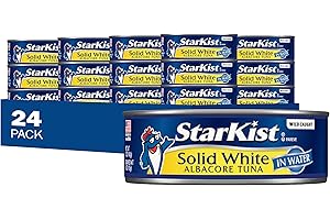 StarKist Solid White Albacore Tuna in Water, 5 oz (24 Pack) Canned Tuna Fish, Wild Caught, Gluten Free, Ready to Eat, Perfect for Salads, Keto Meals and Snacks, 26g Protein & 110 Calories Per Serving