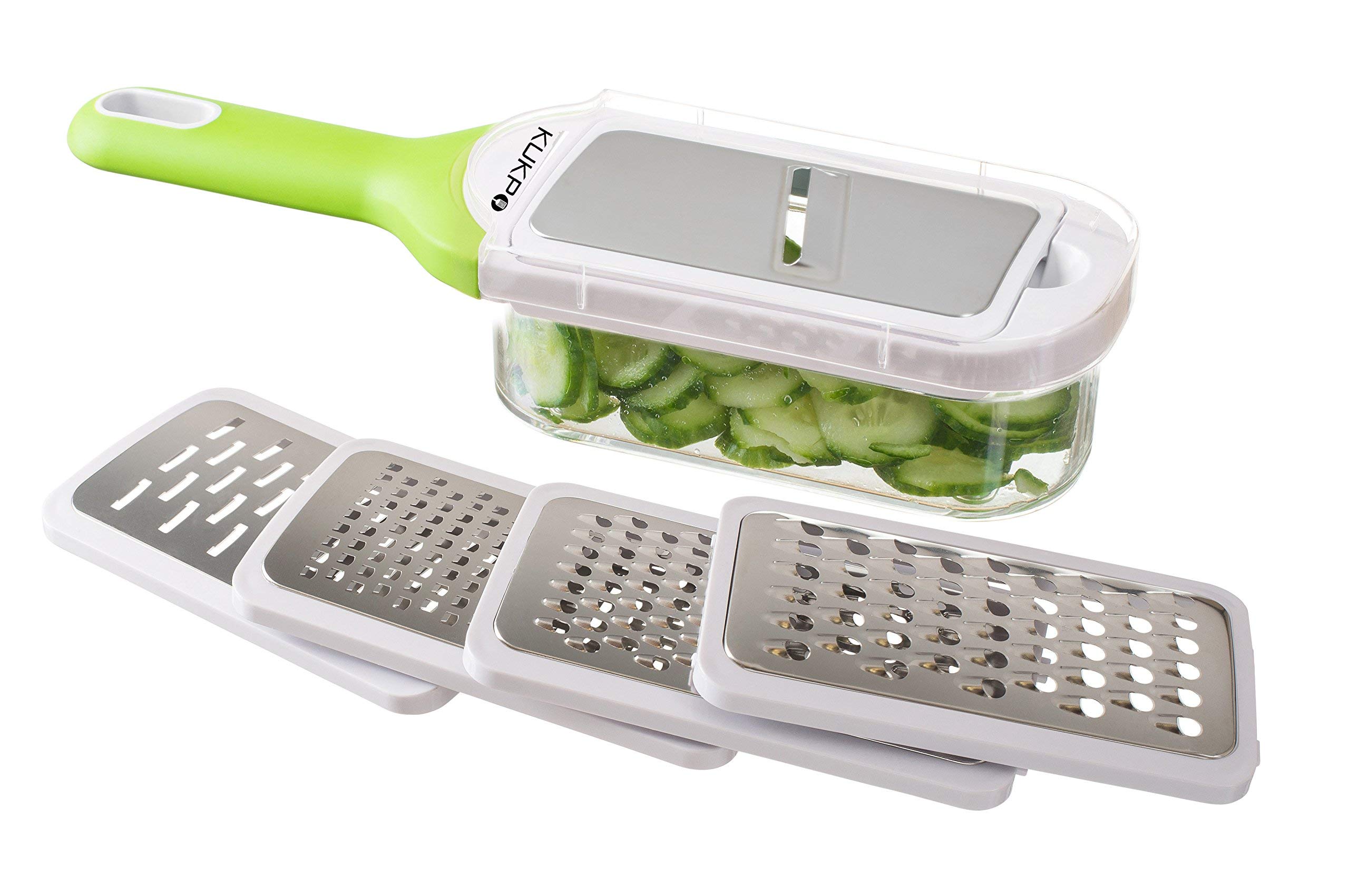 Grater Slicer Food Shredder Set With Container 5 Interchangeable Blades