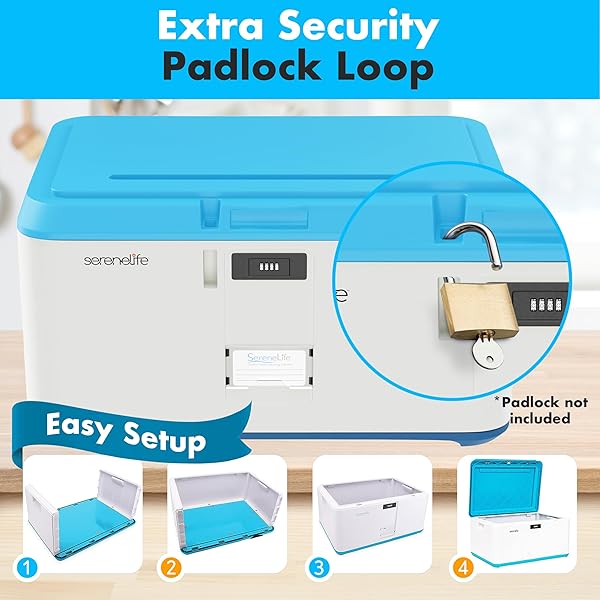 SERENELIFE LOCKABLE STORAGE BOX, 21 GALLON CAPACITY STORAGE TRUNK WITH COMBINATION LOCK, LOCKING CONTAINER BIN FOR ORGANIZATION