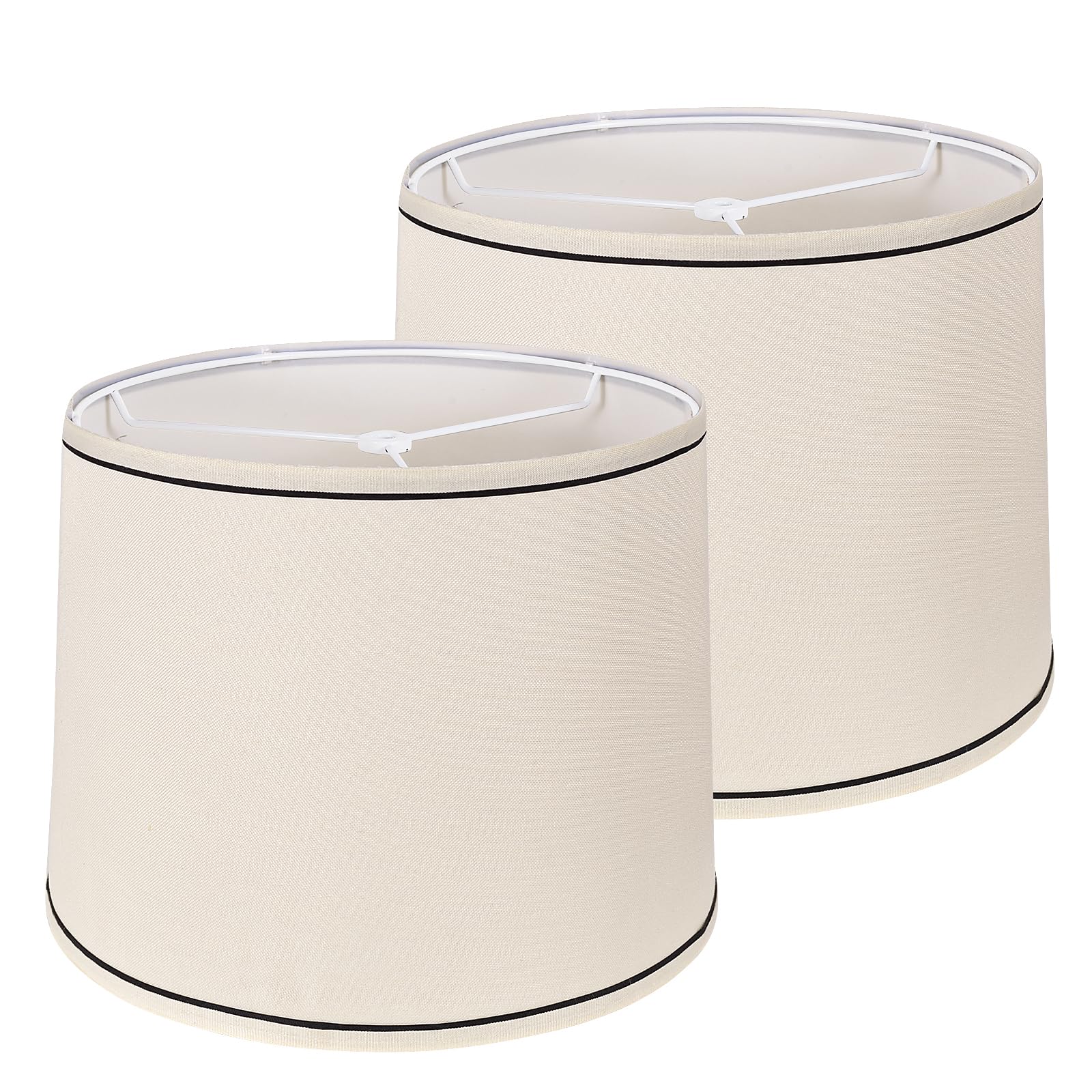 Photo 1 of GIGIVOSHA Lamp Shades Set of 2 - Drum Lampshades 11.4" x 12.9" x 9.8" Inches, Fabric Medium Replacement Lampshades for Table Lamp, Floor Lamp, Assembly Required, Spider,Linen