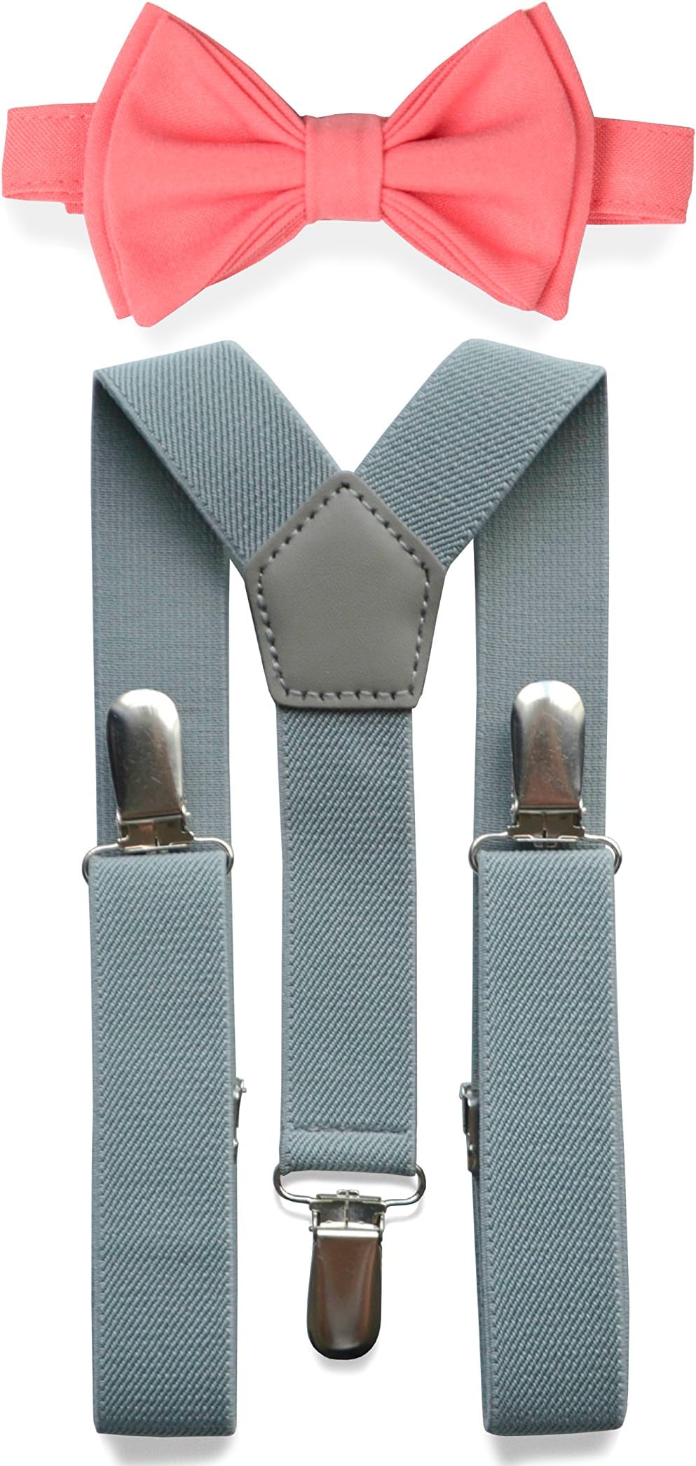 Light Grey Suspenders Bow Tie Set for Baby Toddler Boy Teen Men || Weddings Prom Homecoming Quinceañera