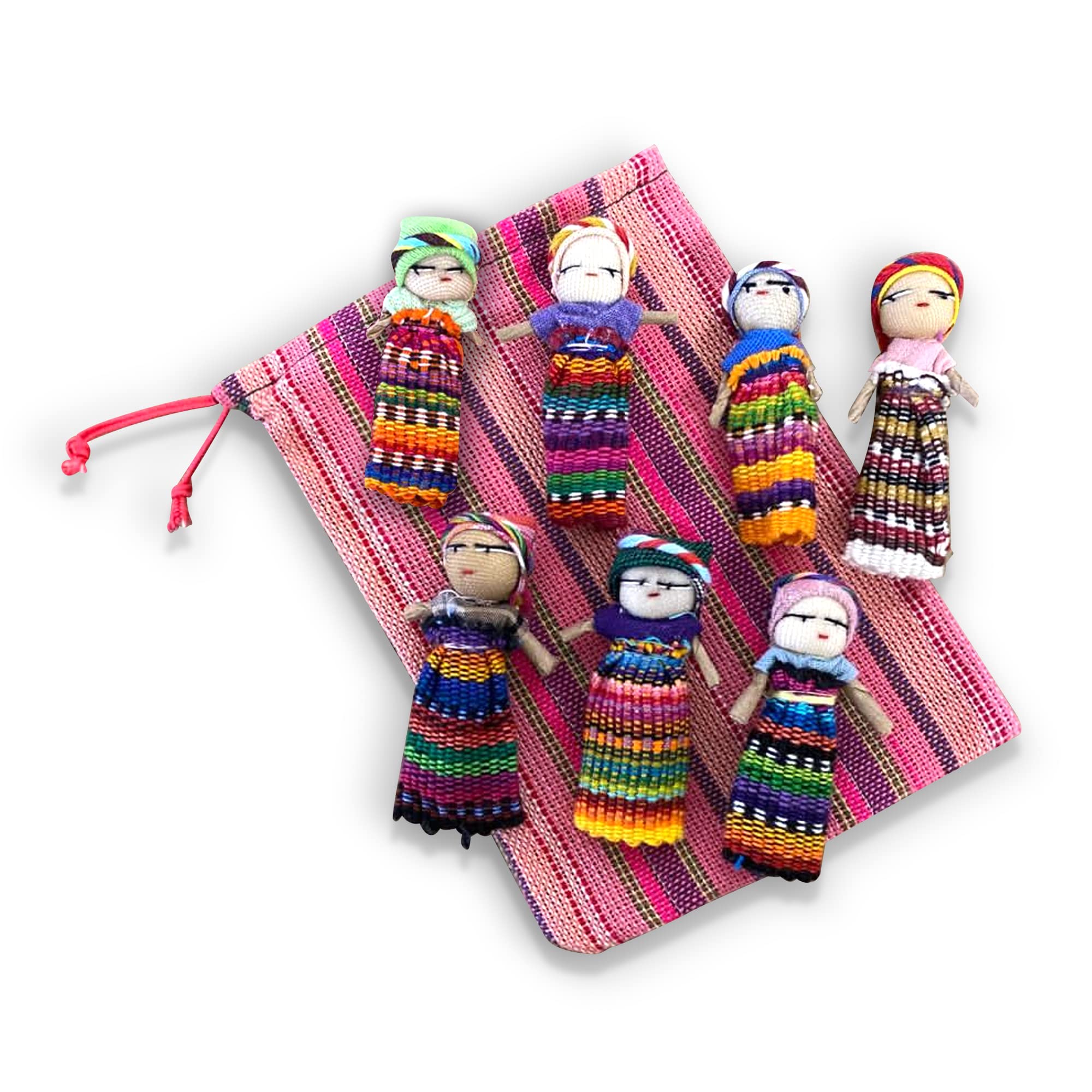 Thorness Set of 7 Guatemalan handmade Worry Doll with a colourful crafted storage bag | Worry Dolls for Girls | Worry Dolls For Boys | Anxiety Dolls | Worry Doll | Guatamalan Doll