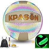 KPASON Volleyballs, Holographic Glowing Volleyball Official Size 5, Indoor Outdoor Beach Volleyball Ball for Men Women