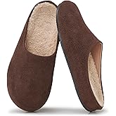 ATBELL Women's Suede Clogs Round Toe Fuzzy Fur Lined Mules Comfort Fall Slippers Slip On Potato Shoes with Arch Support