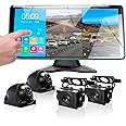 Ciascy 4K Backup Camera 4 Channel 360 Dash Cam with 10.36" Quad Split Touch Screen & 4 AHD Front Rear Sides View Camera w/DVR Recording Music Video Playback Avoid Blind for RV Semi Trailer Truck Van
