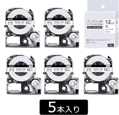 Amazon Mony キングジム テプラ 互換テープカートリッジ 白地 黒文字 12mm Ss12k 5個セット テープ 文房具 オフィス用品