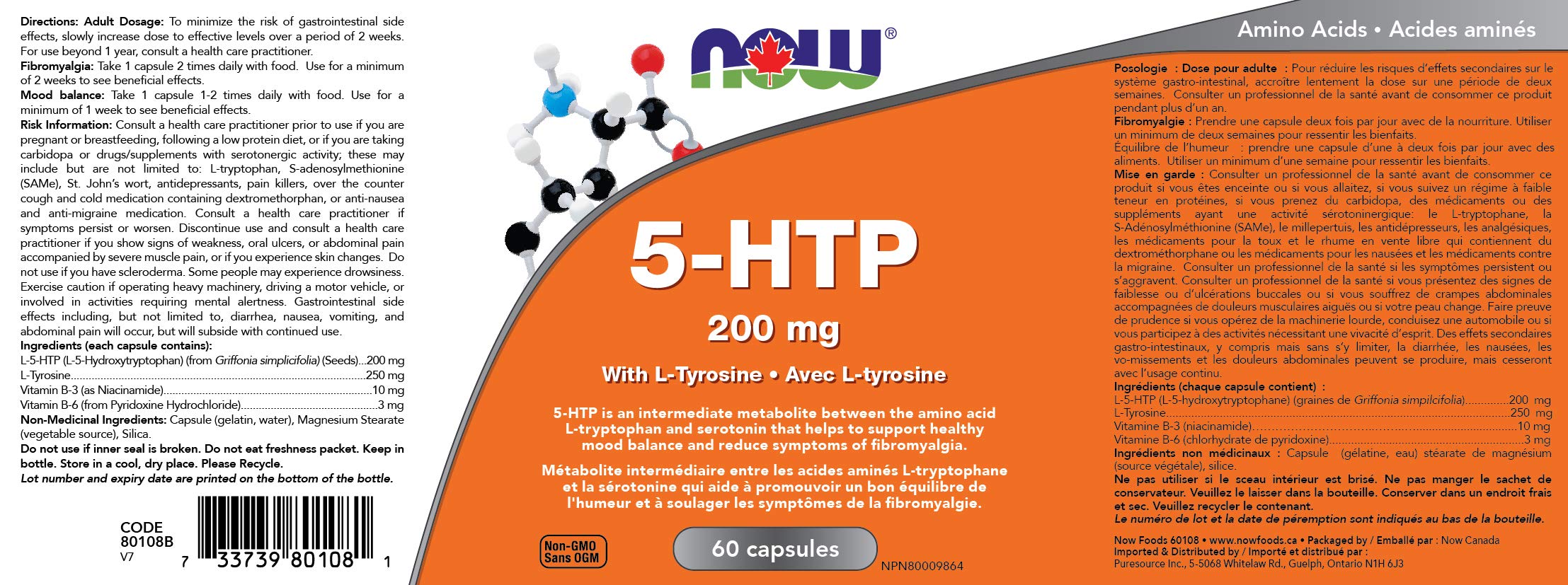 Now 5htp 200mg + Tyrosine Capsules, 60 Count • Concussion Ottawa