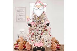 Auirre Santa Claus Christmas Tree Topper Head Arms and Legs, Xmas Pink Decorative Tree Ornaments Decor, Funny Holiday Indoor Home Decorations Party Supplies