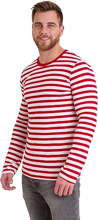 red and white striped long sleeve shirt mens