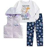 Disney Princess Minnie Mouse Girls Long Sleeve Shirt, Vest and Legging Pants Set for Toddler and Little Kids