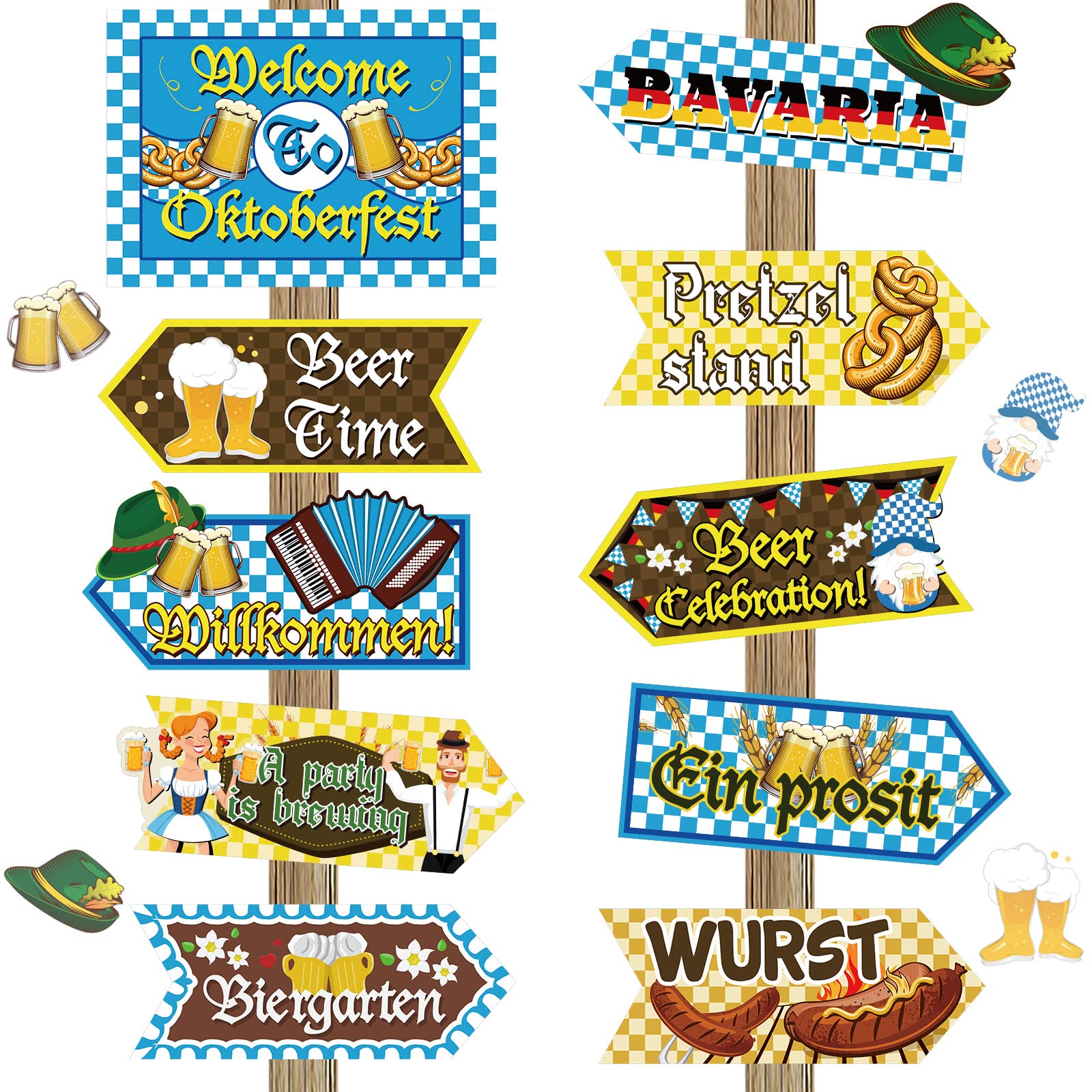 Photo 1 of 20 Pieces Oktoberfest Signs German Beer Festival Welcome to Biergarten Prost Yard Sign Colorful Outdoor Lawn Decorations Weatherproof Cardboard Sign for Oktoberfest Party Supplies