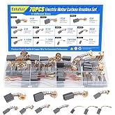 Eotufuir 70PCS Electric Motor Carbon Brushes Set, 11 Assorted Sizes, Thicker Copper Wire, Premium Graphite Replacement for Power Tools, Drills, Grinders, Vacuum Motors Repair Kit