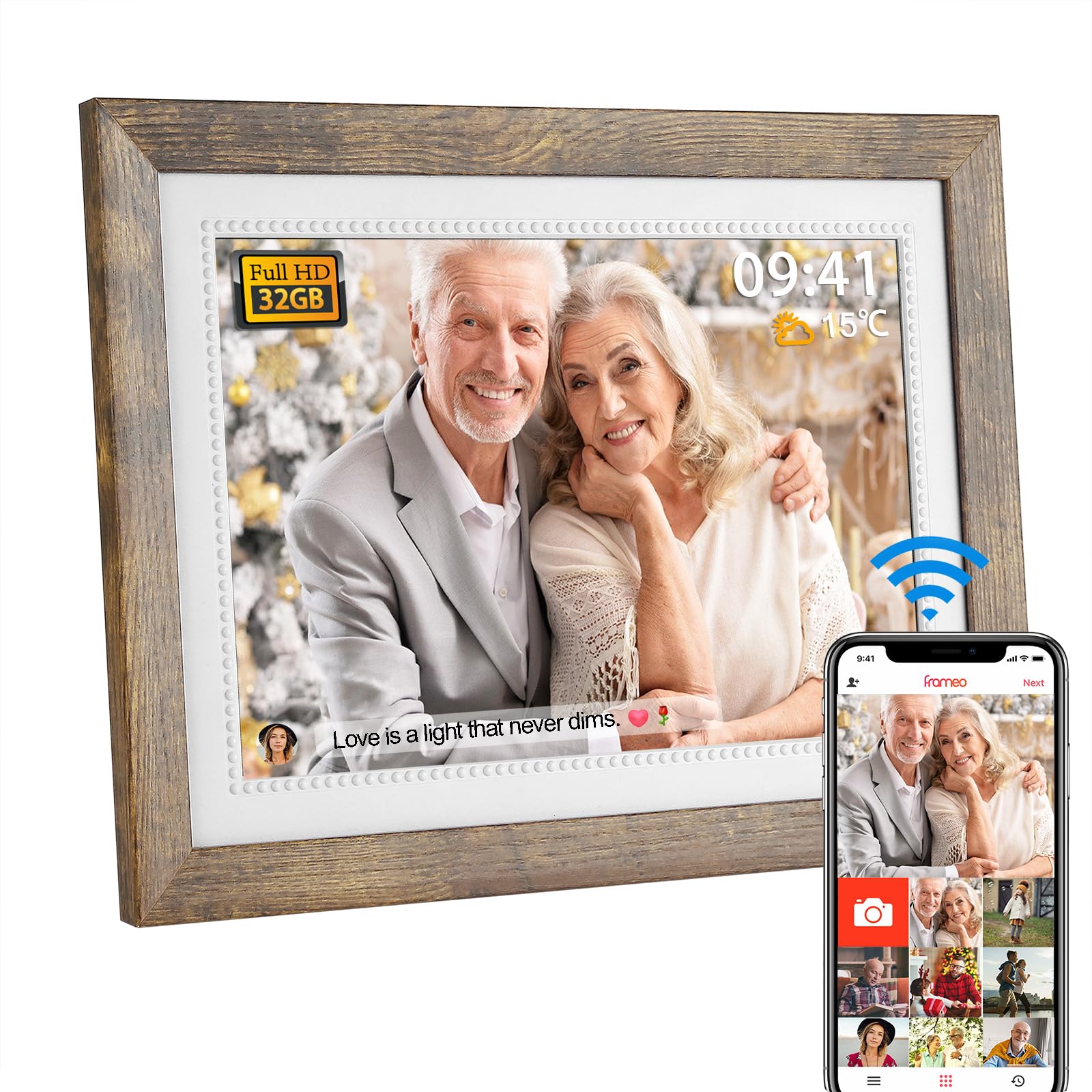 Photo 1 of Frameo WiFi Digital Picture Frame, 10.1 Inch Smart Digital Photo Frame with 32GB Storage, 1280x800 IPS HD Touch Screen, Auto-Rotate, Easy Setup to Share Photos or Videos Remotely via App from Anywhere