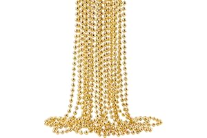 ZZYFGH 12Pcs Gold Bead Necklace, 33'' 7mm Christmas Bead Necklaces, Mardi Gras Xmas Beaded Necklace Costume, Festival Parade Throw Accessories for Mardi Gras Party Christmas New Year Eve Festive Events, Party Favors