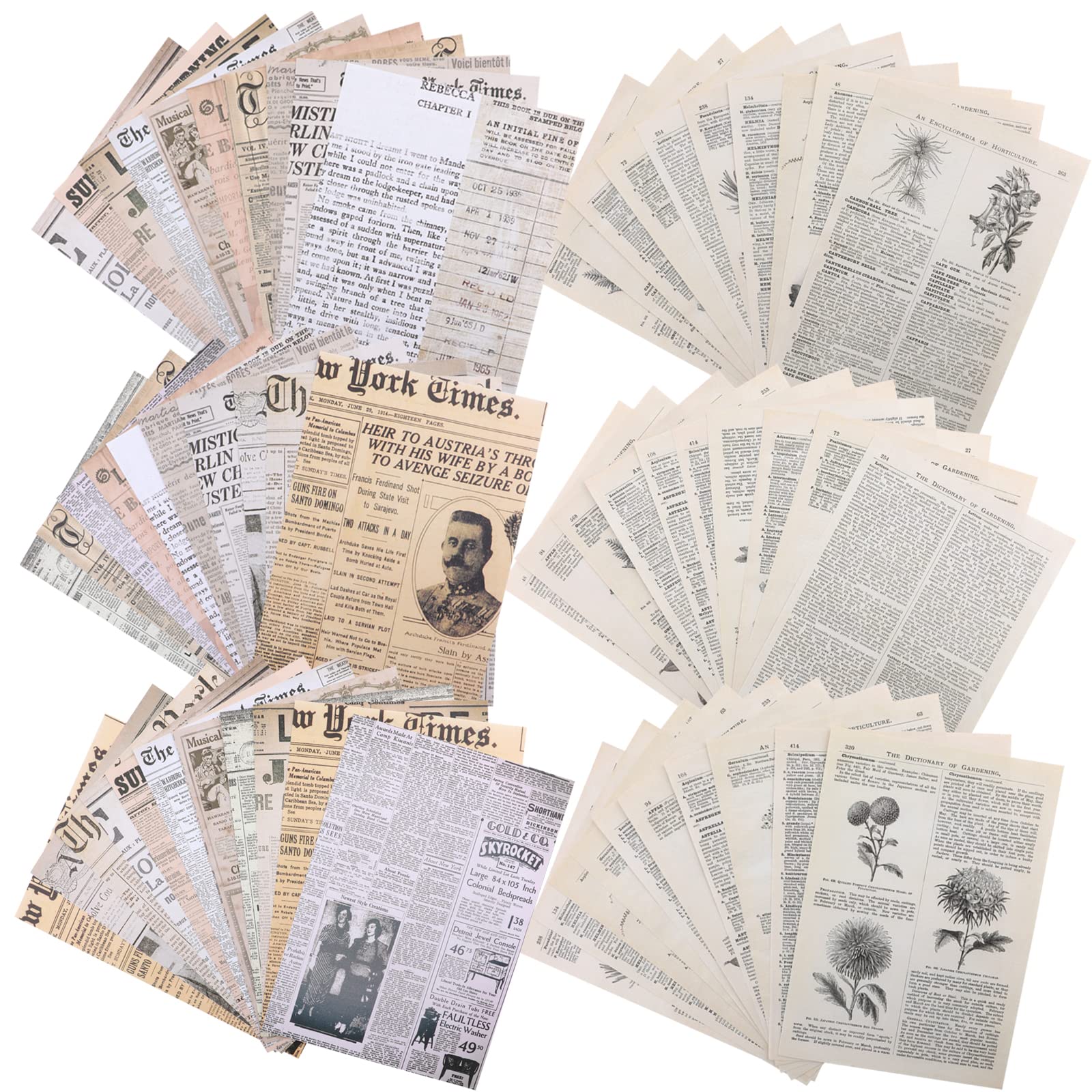 Svalor 60 Sheets Vintage Scrapbook Paper, Decorative Scrapbooking Supplies, Antique Looking Journal Supplies for Scrapbook Journal DIY Arts Crafts(20*14 cm/ 2 Theme)
