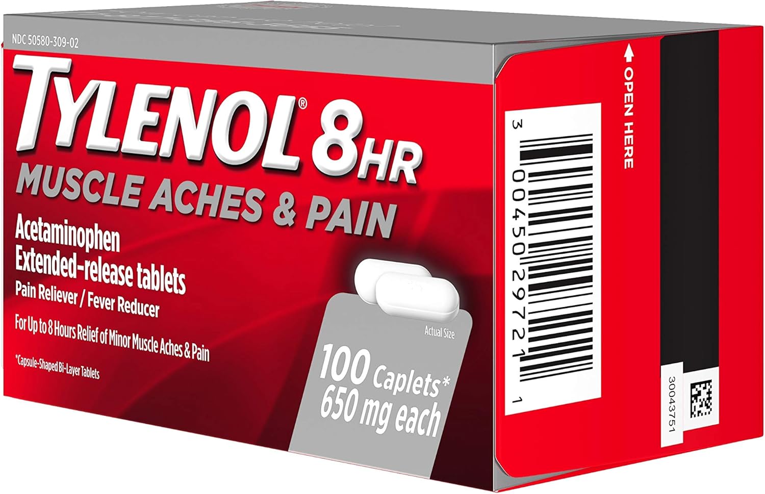 Tylenol 8 Hour Muscle Aches & Pain Acetaminophen Tablets for Muscle & Joint Pain, 100 ct: Health & Personal Care