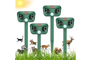 Gebatule 4 Pack Solar Ultrasonic Animal Repellent Outdoor Deer Repellent Devices Ainimal Deer Cat Deterrent with Motion Sensor to Scare Squirrel Rabbit Repellent for Yard Garden