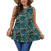 AusLook Plus Size Women's Tank Tops Summer Crew Neck Sleeveless Flowy Tops Business 2025 Basic Loose Dressy Work Shirts