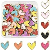MakemadeDIY Assorted 30-66Pcs Heart Enamel Charms for DIY Jewelry Making Mixed Color Cute Heart Alloy Pendants Charms for Craft Necklaces Bracelets Earrings Keychains Valentine’s Day Gift