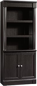 Sauder 416515 Palladia Library With Doors, L: 29.37" x W: 13.90" x H: 71.85", Wind Oak finish