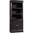 Sauder Palladia Library with Doors/Book Shelf, L: 29.37" x W: 13.90" x H: 71.85", Wind Oak