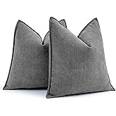 MIULEE Pack of 2 Dark Grey Decorative Pillow Covers 20x20 Inch Soft Chenille Luxurious Couch Throw Pillows Farmhouse Cushion Covers with Elegant Design for Sofa Bedroom Living Room Home Decor