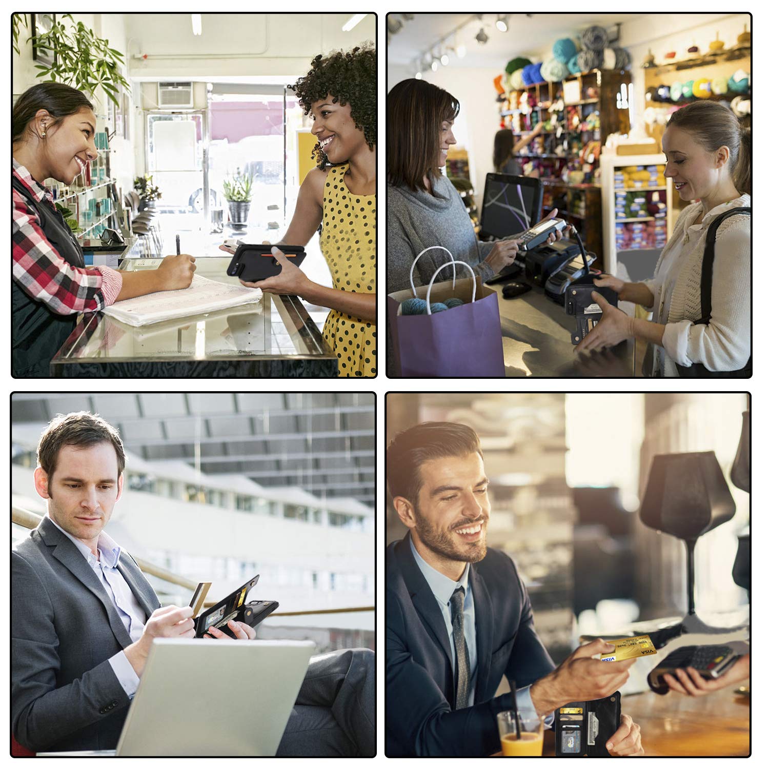 bangcool iPhone 8 Plus Wallet Case Credit Card Holder Slim Shockproof Flip Case Cover Compatible iPhone 7 Plus/8 Plus Clear Bumper Soft TPU Cover Case Screen Protector Glass