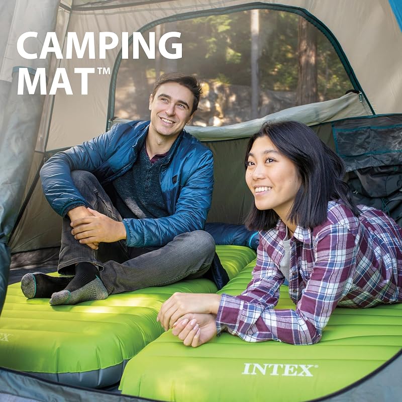 Intex, colchão inflável individual, tapetes de camping, 76x191 cm, fiber-tech, material tpu, leve, confortável, estável e firme, inflador elétrico incluído, cama inflável, colchões infláveis ​​(64097)