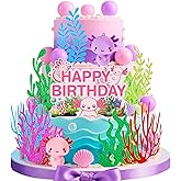 Axolotl Figurine Cake Topper Ocean Theme Cake Decorations Cute Axolotl Themed Birthday Party Decorations Under the Sea Cake Toppers Baby Shower Party Supplies