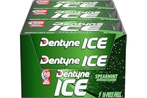 Dentyne Ice Sugar Free Gum (Spearmint 16 Piece Pack of 9)