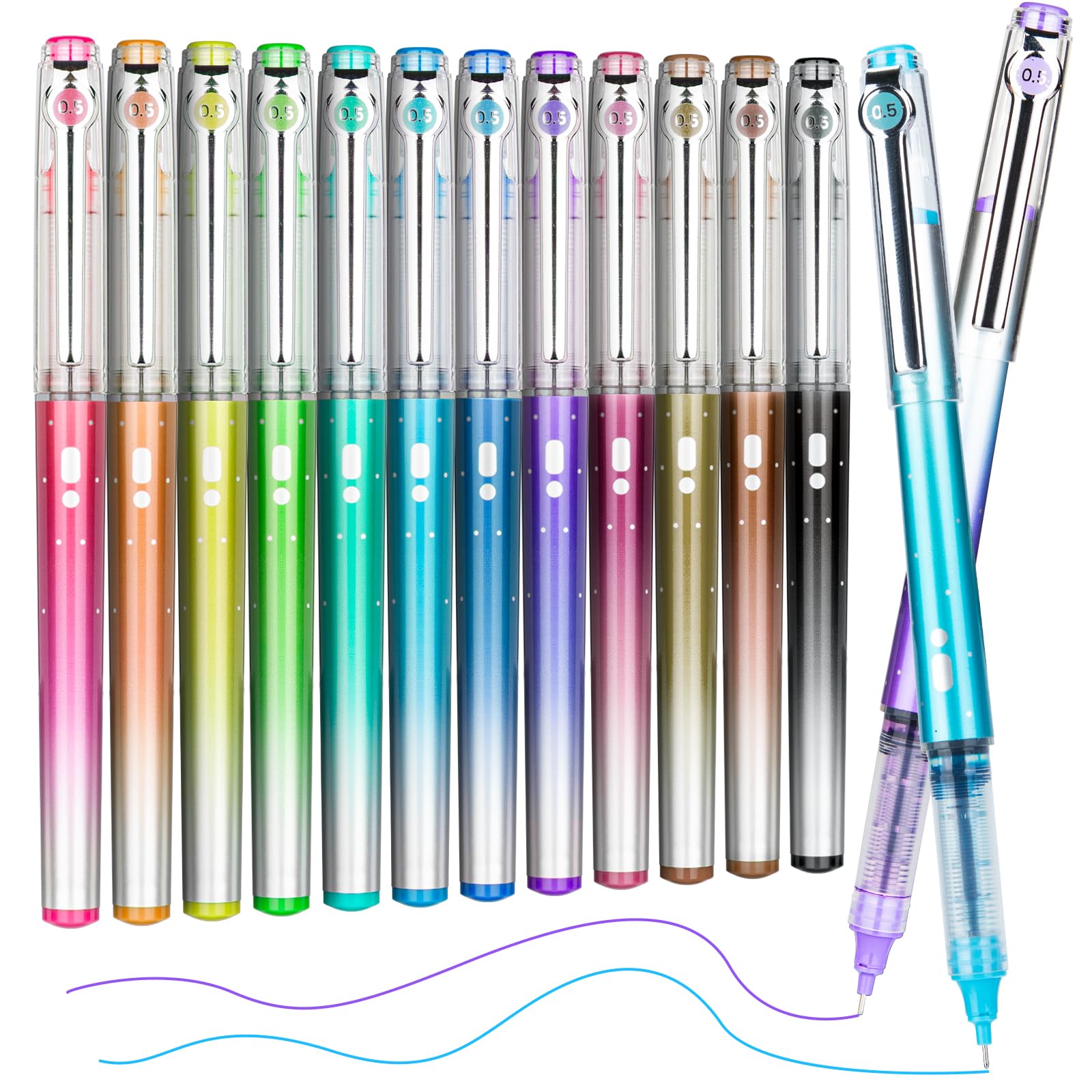 Photo 1 of APOGO 12 Colors Liquid Ink Rollerball Pens For Journaling, 0.5mm Fine Point Bible Pens, No Bleed and Quick-Dry, Smooth Writing Gel Pens for Bullet Journal and Taking Notes