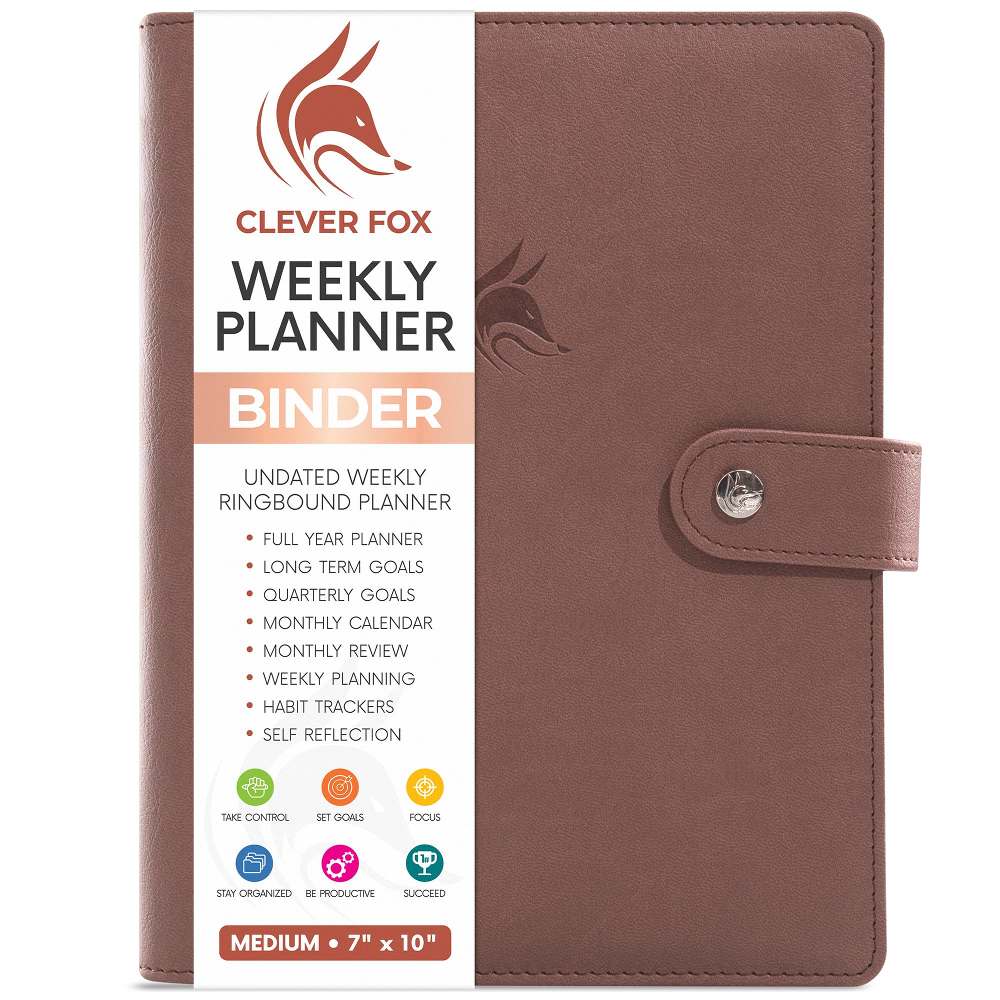 Photo 1 of Clever Fox Weekly Planner Binder – Goal Setting Planner for Time Management & Weekly Tasks – Work & Life Organizer with To Do List & Habit Tracker – Undated, 7? x 9? Hardcover (Dark Terracotta)