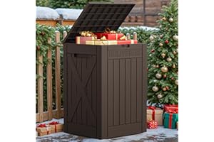 JUMMICO 52 Gallon Package Delivery Box for Outside, Resin Outdoor Storage Box with Lockable Secure, Waterproof Deck Box for Porch, Curbside (Brown)