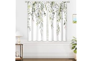 oolygoo Sage Green Eucalyptus Leaves Window Curtains Flower Watercolor Floral BotanicalPlant Wildflower Farmhouse Curtain Drapes Herb Curtains for Bedroom Living Room Treatment 2 Panels 29Wx63H Inch